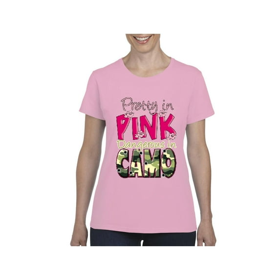 Women's T-Shirt Short Sleeve - Pretty in Pink Dangerous in Camo