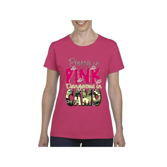 Women's T-Shirt Short Sleeve - Pretty in Pink Dangerous in Camo