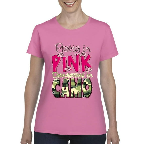 Women's T-Shirt Short Sleeve - Pretty in Pink Dangerous in Camo