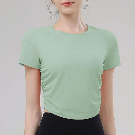 Women's T-Shirt, Short Sleeve Round Neck Casual Top, Soft Stretch Polyester Spandex Blend for Everyday Wear