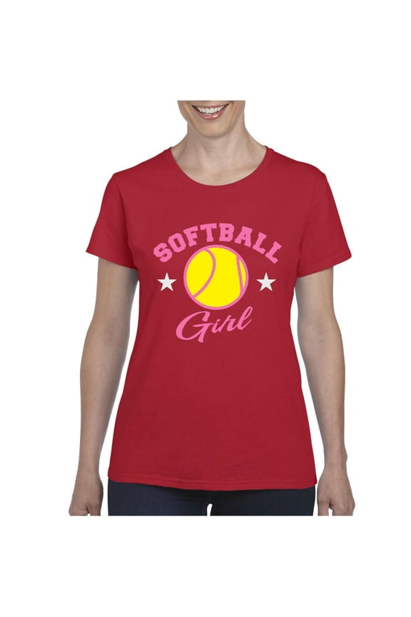 Women's T-Shirt Short Sleeve - Softball Girl