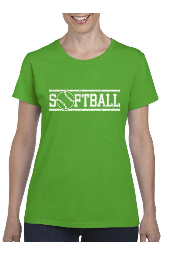Women's T-Shirt Short Sleeve - Softball with Ball