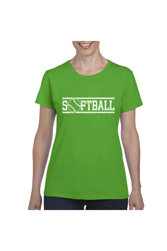 Women's T-Shirt Short Sleeve - Softball with Ball