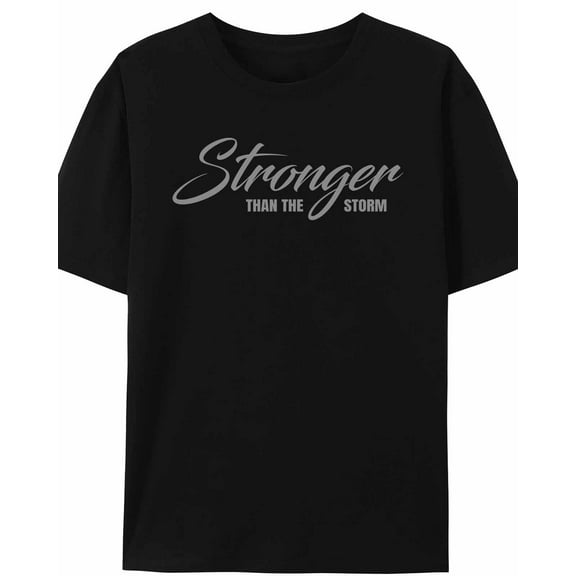 Women's T-Shirt Stronger Than The Storms Grey Simple Short Sleeve Casual Tee Classic Crew Neck T Shirt for Women Black, M