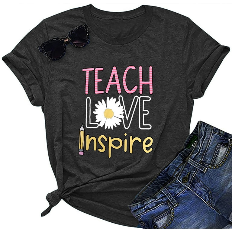 Teach Love Inspire Teacher Teaching T-Shirt Sunflower Tshirt Teach Love Inspire Teacher Teaching T-Shirt Sunflower Tshirt