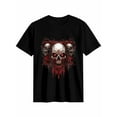 thumbnail image 1 of Women's T-Shirt Terror Skull Short Sleeve Casual Tee Classic Crew Neck T Shirt for Women Black, M, 1 of 7