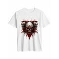 thumbnail image 1 of Women's T-Shirt Terror Skull Short Sleeve Casual Tee Classic Crew Neck T Shirt for Women White, L, 1 of 7