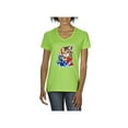 thumbnail image 1 of Women's T-Shirt V-Neck Short Sleeve - American Flag 4th of July Kitty, 1 of 5