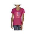 thumbnail image 1 of Women's T-Shirt V-Neck Short Sleeve - American Flag 4th of July, 1 of 5