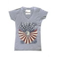 thumbnail image 1 of Women's T-Shirt V-Neck Short Sleeve - American Flag 4th of July, 1 of 5