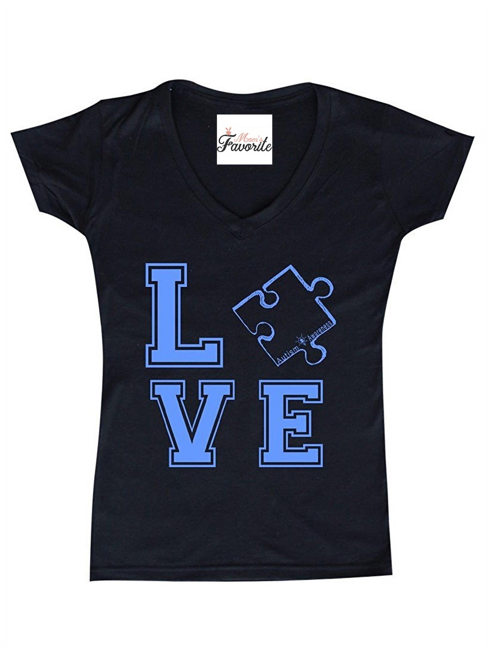 Women's T-Shirt V-Neck Short Sleeve - Autism Awareness Puzzle
