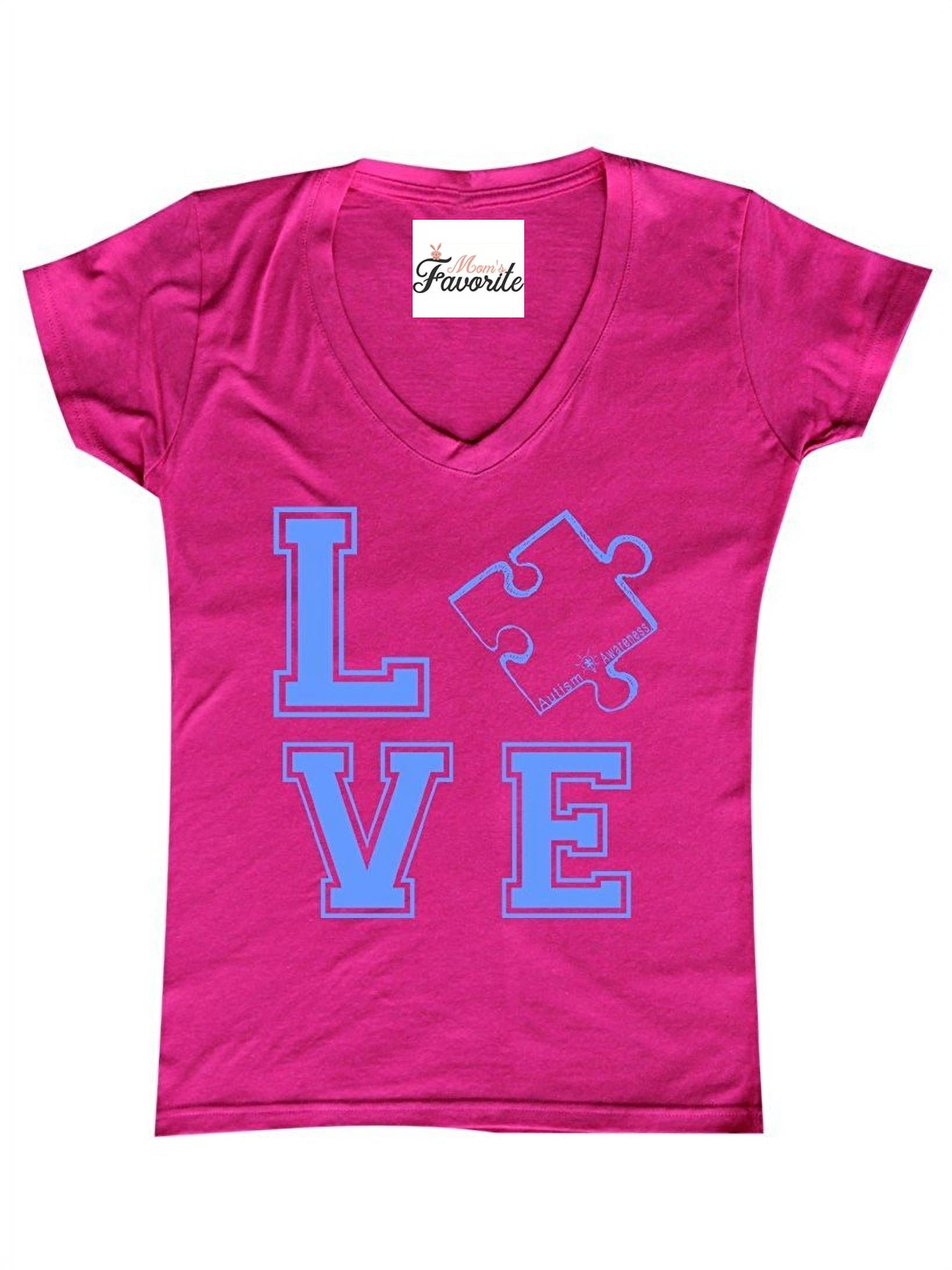 Women's T-Shirt V-Neck Short Sleeve - Autism Awareness Puzzle