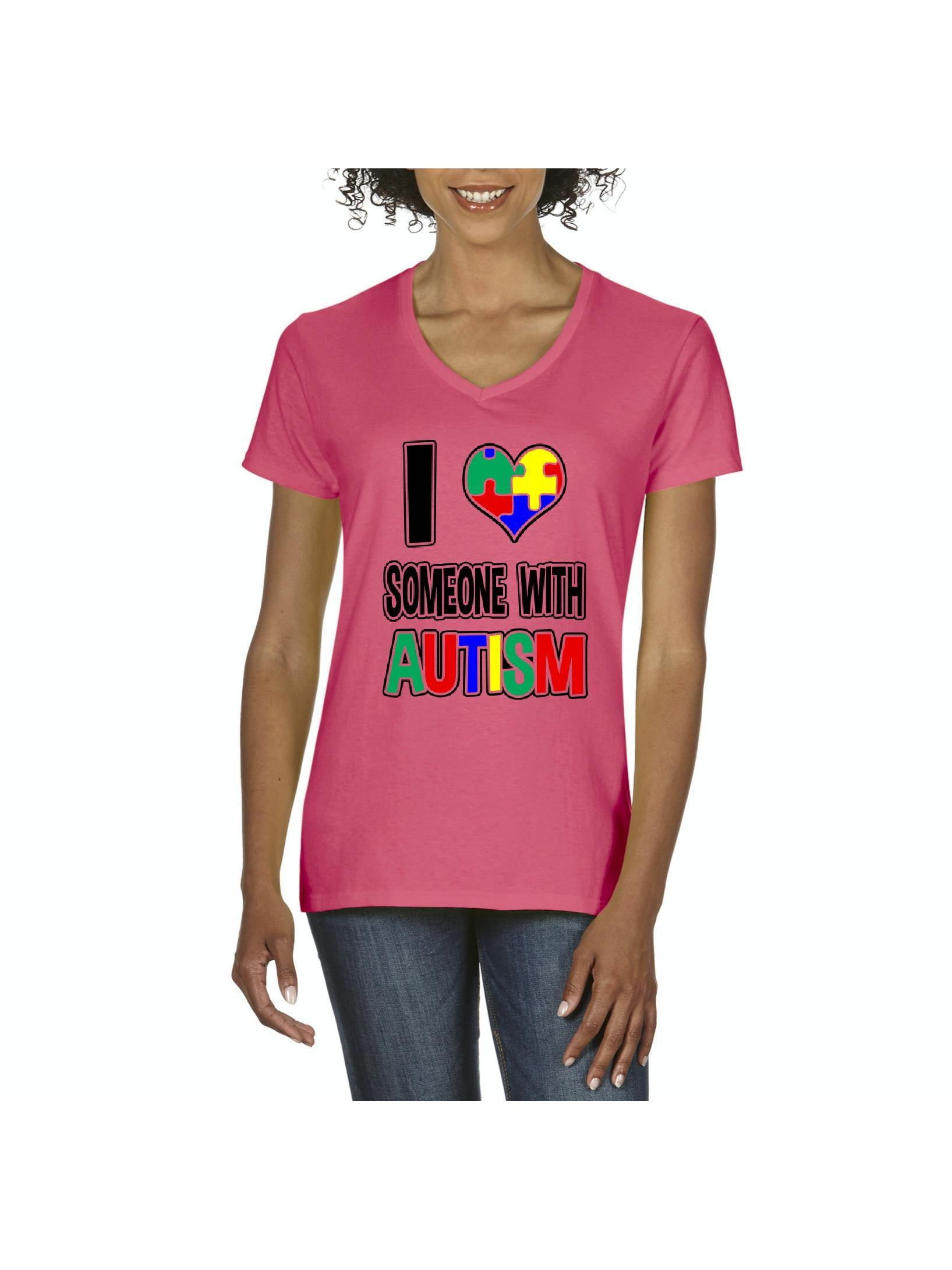 Women's T-Shirt V-Neck Short Sleeve - Autism Awareness