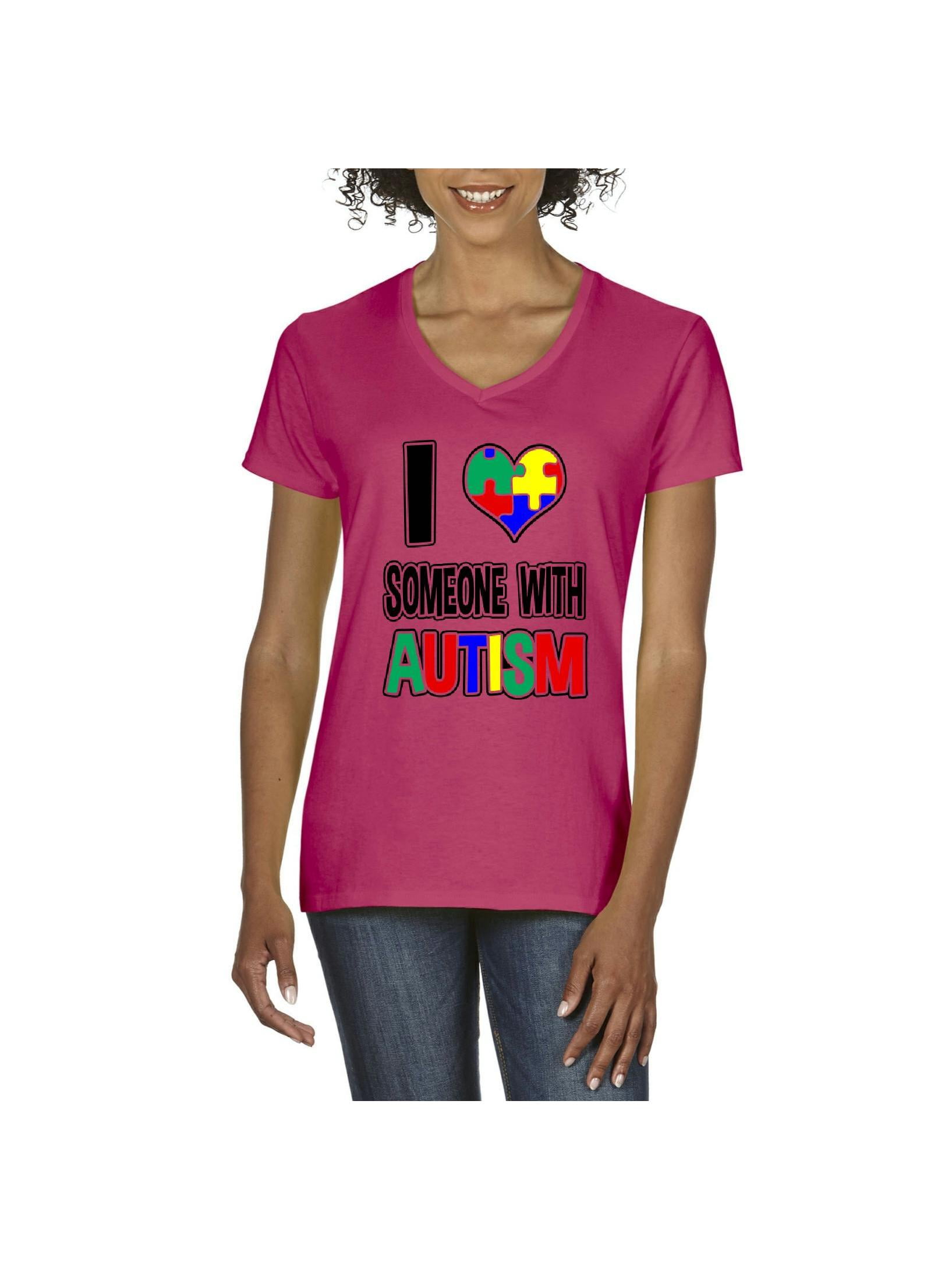 Women's T-Shirt V-Neck Short Sleeve - Autism Awareness