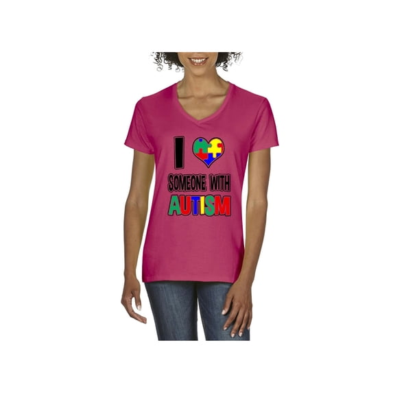 Women's T-Shirt V-Neck Short Sleeve - Autism Awareness