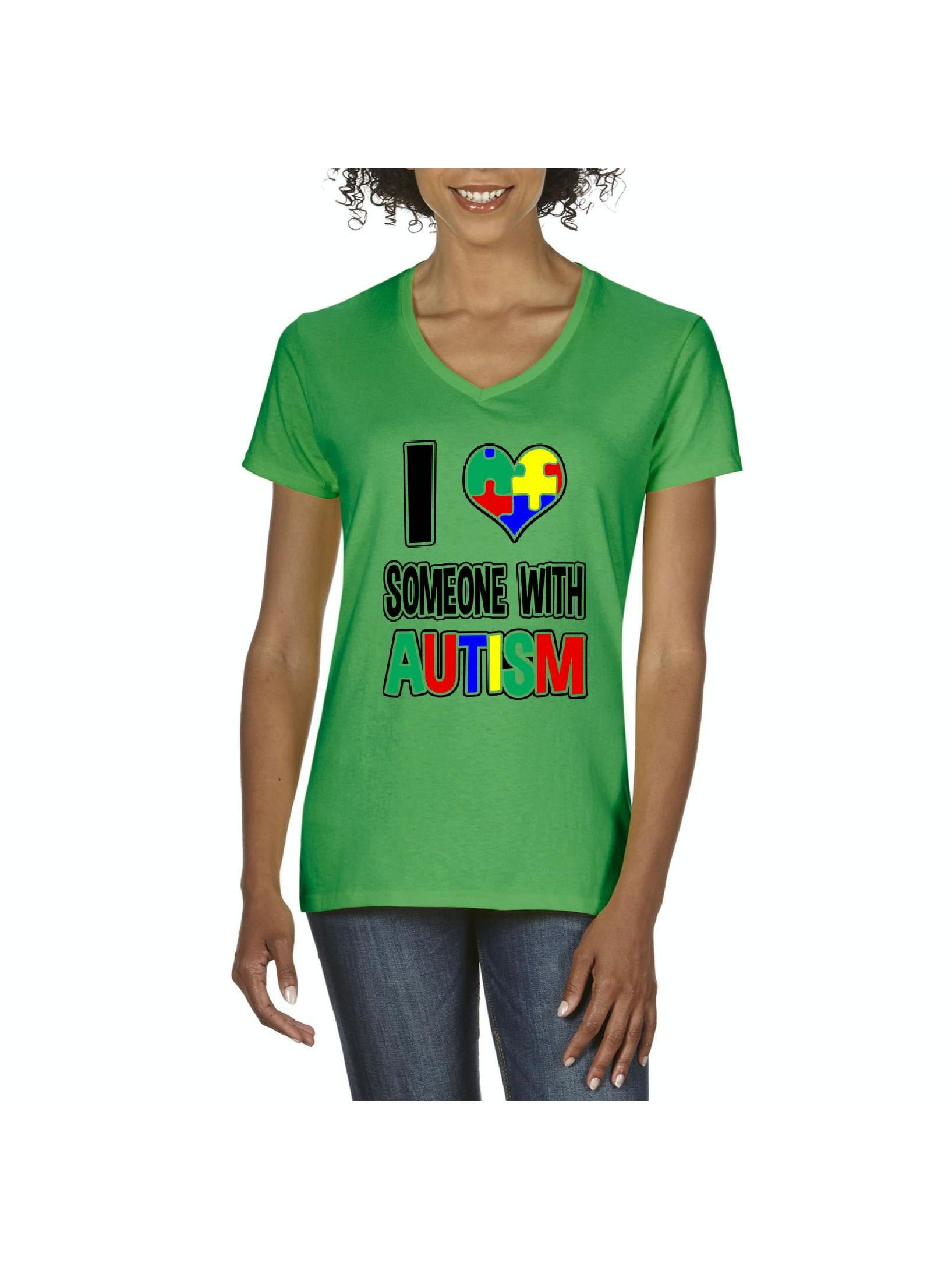 Women's T-Shirt V-Neck Short Sleeve - Autism Awareness