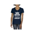 thumbnail image 1 of Women's T-Shirt V-Neck Short Sleeve - Birthday Gift Queens Are Born in January, 1 of 5