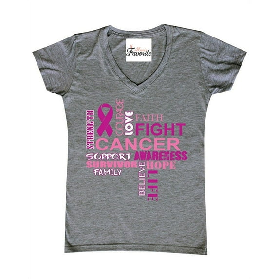 Women's T-Shirt V-Neck Short Sleeve - Breast Cancer