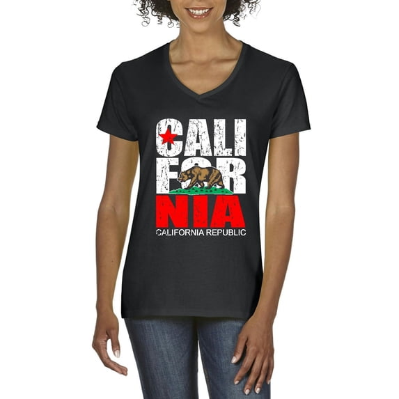 Women's T-Shirt V-Neck Short Sleeve - California Cali