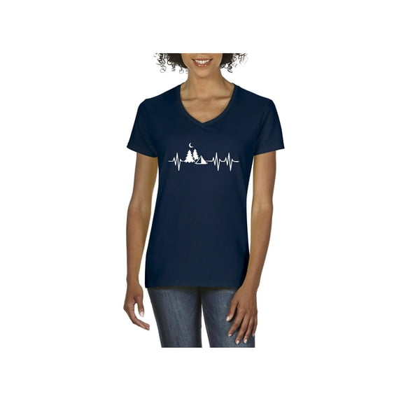 Women's T-Shirt V-Neck Short Sleeve - Camping Hiking Gift