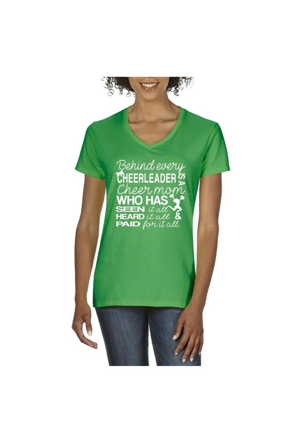 Women's T-Shirt V-Neck Short Sleeve - Cheer Mom Cheerleader