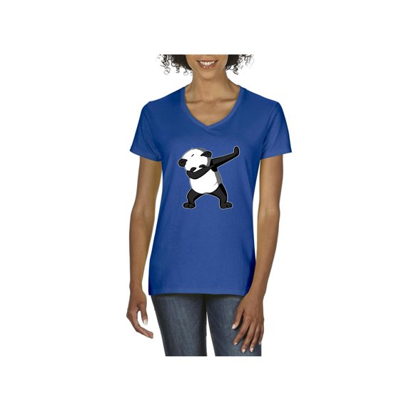 IWPF - Women's T-Shirt V-Neck Short Sleeve - Dancing Panda