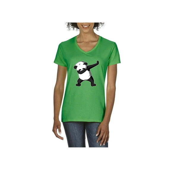 Women's T-Shirt V-Neck Short Sleeve - Dancing Panda