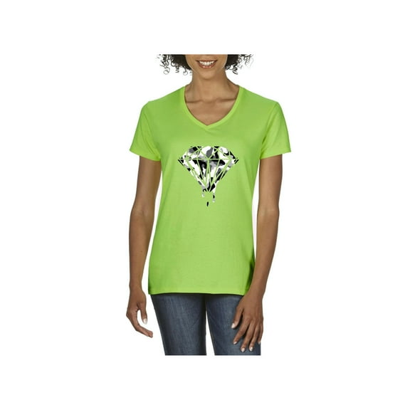 Women's T-Shirt V-Neck Short Sleeve - Diamond