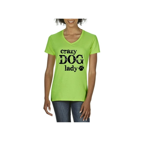 Women's T-Shirt V-Neck Short Sleeve - Dog Lady