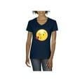 thumbnail image 1 of Women's T-Shirt V-Neck Short Sleeve - Emoji Winky Face, 1 of 5