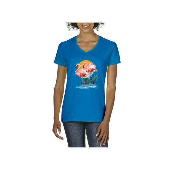 IWPF - Women's T-Shirt V-Neck Short Sleeve - Flamingo