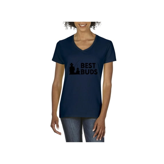 Women's T-Shirt V-Neck Short Sleeve - Grandpa & Grandson