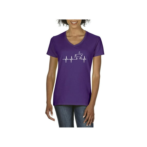 Women's T-Shirt V-Neck Short Sleeve - Heartbeat Horses