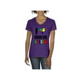 thumbnail image 1 of Women's T-Shirt V-Neck Short Sleeve - I Love Someone With Autism, 1 of 5