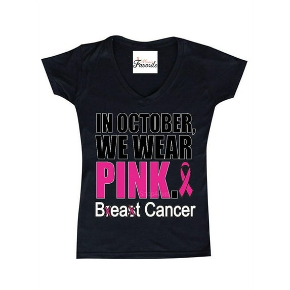 Women's T-Shirt V-Neck Short Sleeve - In October We Wear Pink