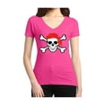 thumbnail image 1 of Women's T-Shirt V-Neck Short Sleeve - Jolly Roger Skull & Crossbones, 1 of 5