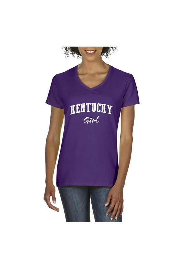 Women's T-Shirt V-Neck Short Sleeve - Kentucky Girl