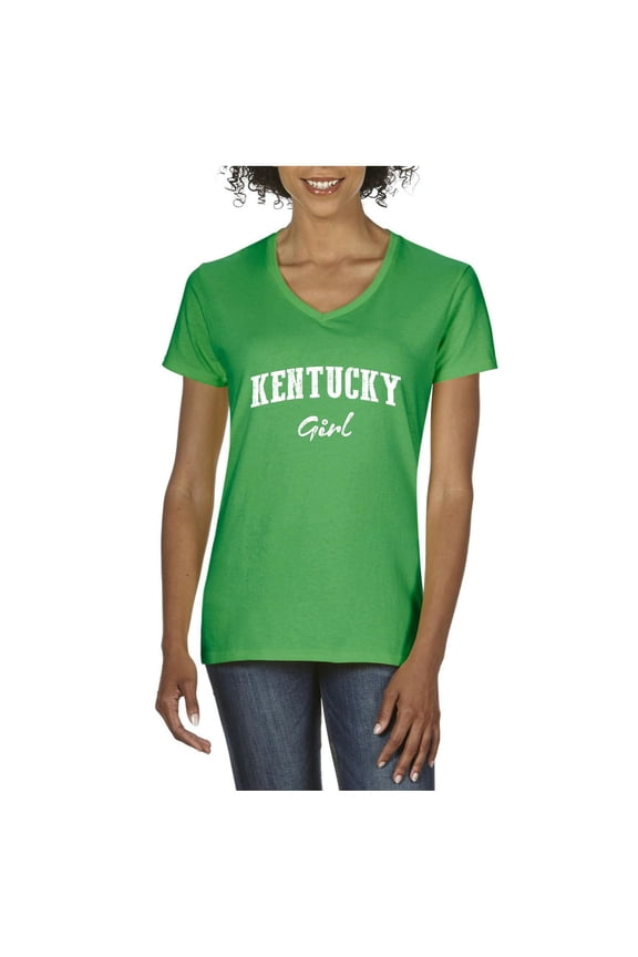 Women's T-Shirt V-Neck Short Sleeve - Kentucky Girl