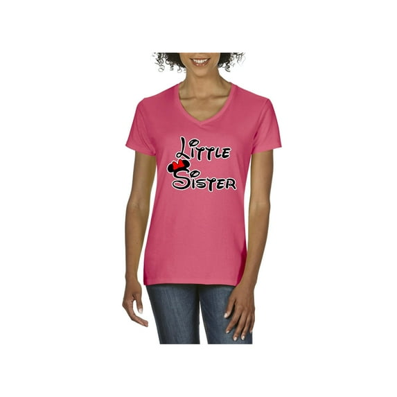 Women's T-Shirt V-Neck Short Sleeve - Little Sister