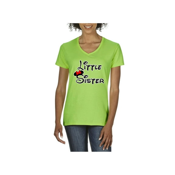 Women's T-Shirt V-Neck Short Sleeve - Little Sister