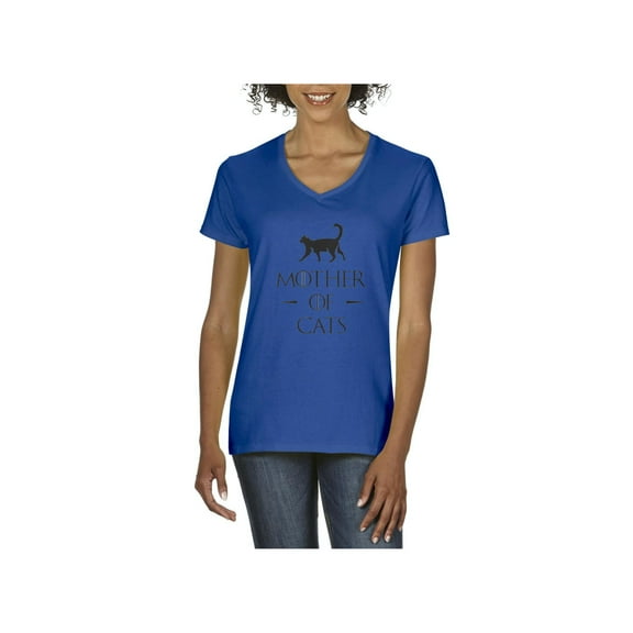 Women's T-Shirt V-Neck Short Sleeve - Mother Of Cats
