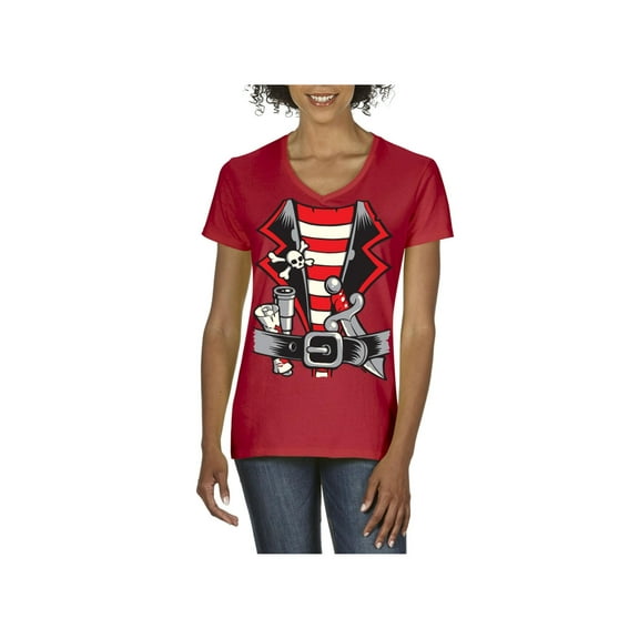 Women's T-Shirt V-Neck Short Sleeve - Pirate Costume