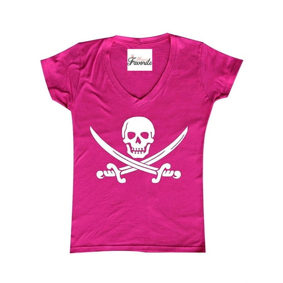 Women's T-Shirt V-Neck Short Sleeve - Pirate Flag