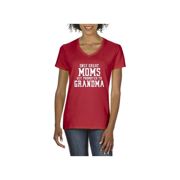 Women's T-Shirt V-Neck Short Sleeve - Promoted to Grandma