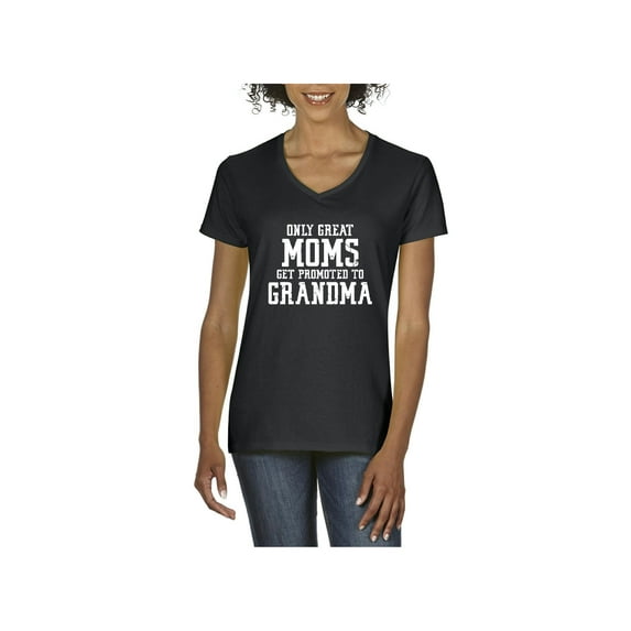 Women's T-Shirt V-Neck Short Sleeve - Promoted to Grandma
