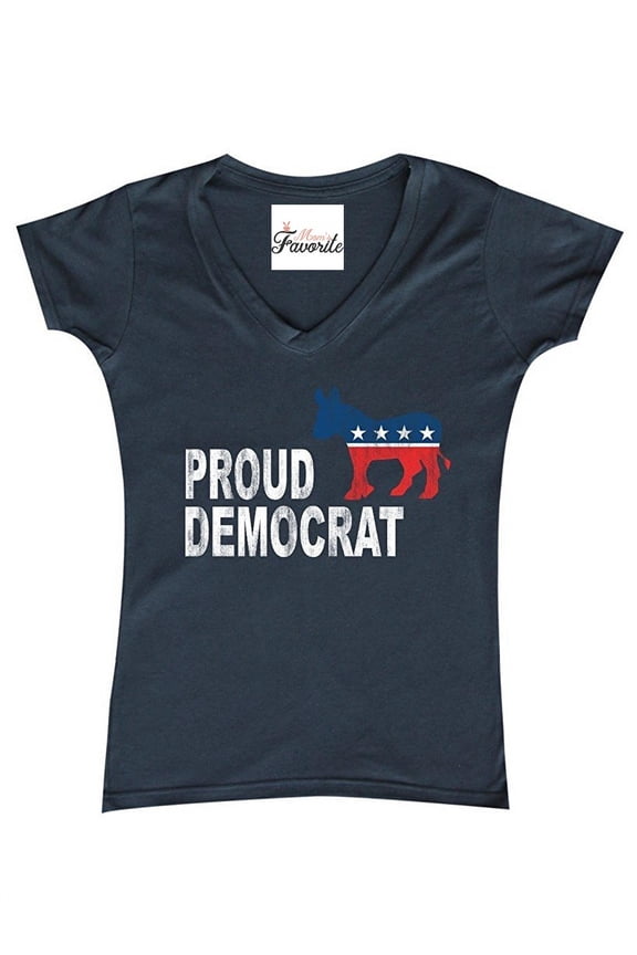 Women's T-Shirt V-Neck Short Sleeve - Proud Democrat