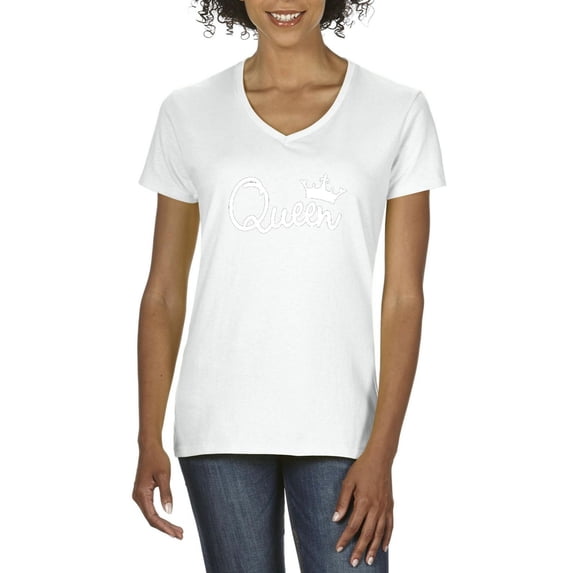 Women's T-Shirt V-Neck Short Sleeve - Queen Crown