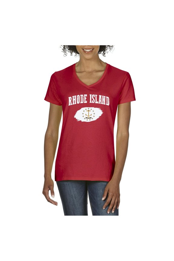 Women's T-Shirt V-Neck Short Sleeve - Rhode Island