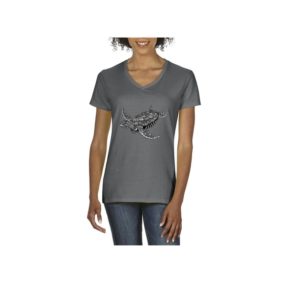 Women's T-Shirt V-Neck Short Sleeve - Sea Turtle Hawaii