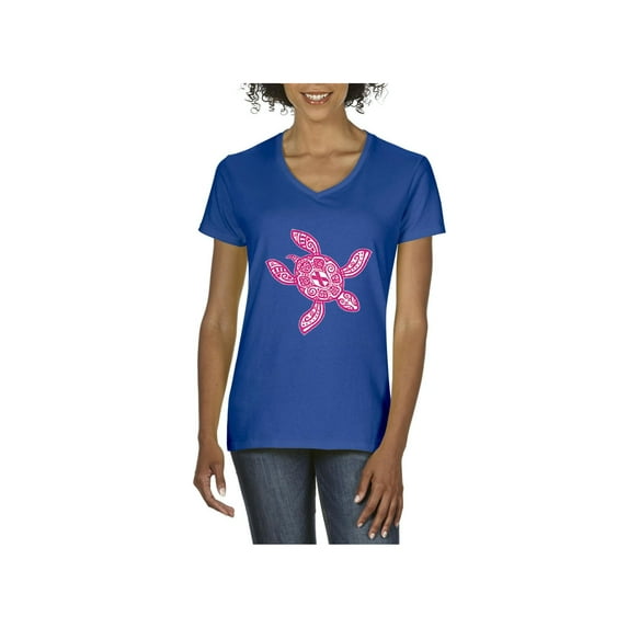 Women's T-Shirt V-Neck Short Sleeve - Sea Turtle Hawaii